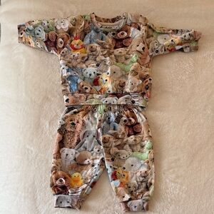 Molo Teddy Bear Print Baby Set Sz 62 (3M)